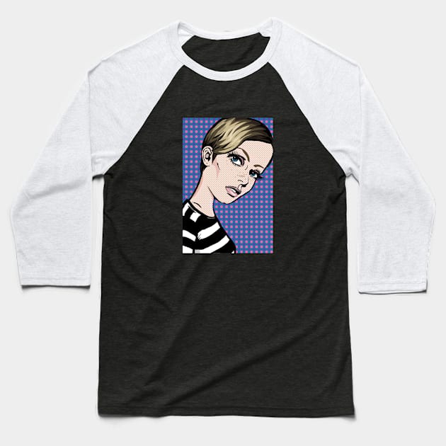 Twiggy Lichtenstein Baseball T-Shirt by FanboyMuseum